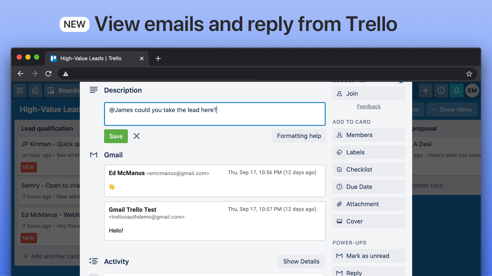 Trello PowerUp Gmail by Cardbox